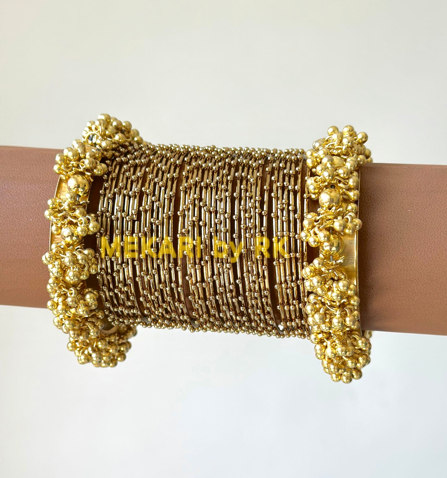 Golden Beaded Ball Bangles