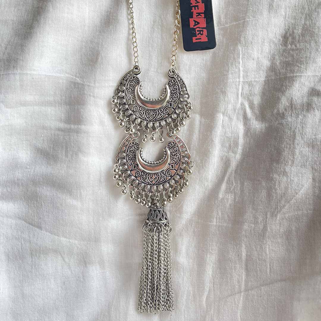 Oxidised Jhumki Necklace