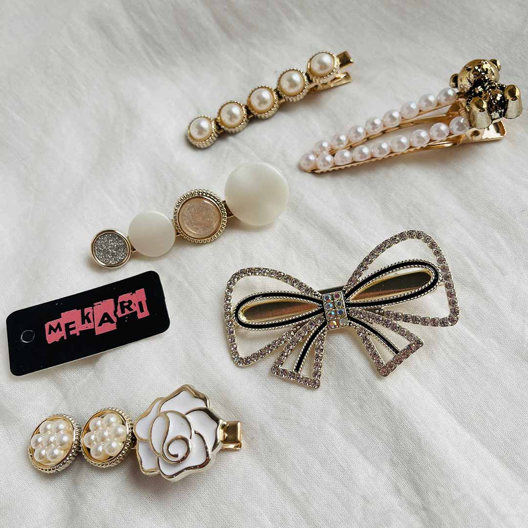 Pack Of 5 Pearl Barrettes