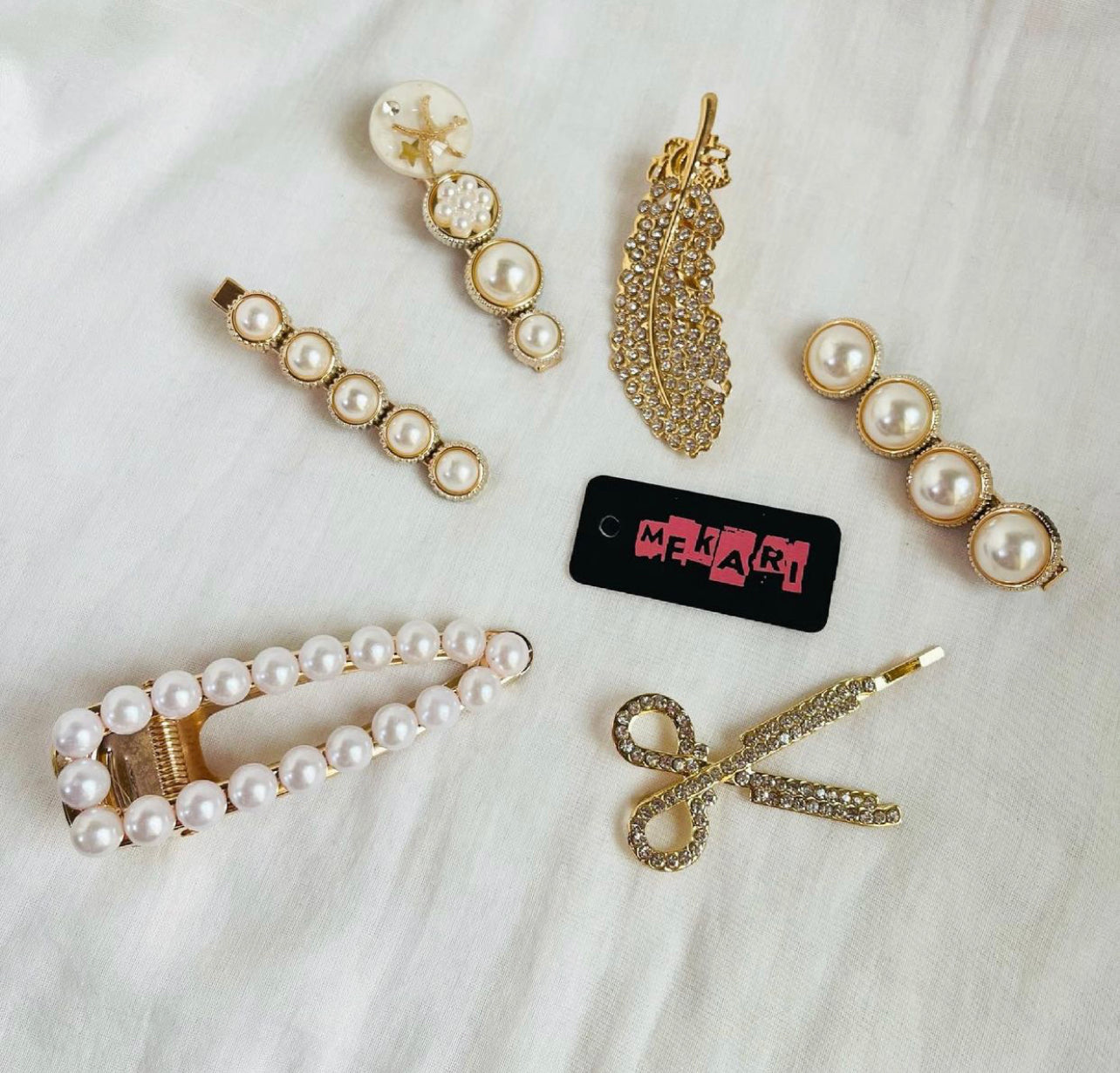 PACK OF 6 PEARL BARRETTES