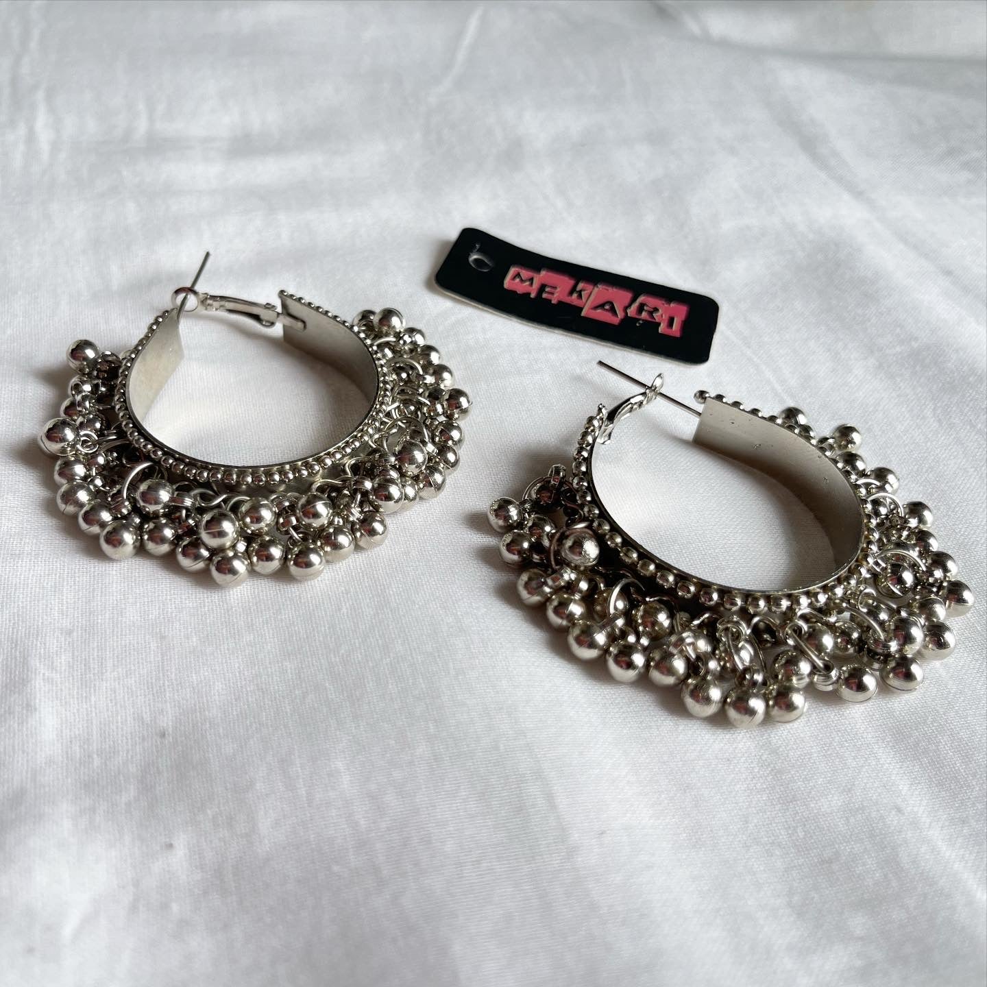 Oxidised Ghungru Hoops