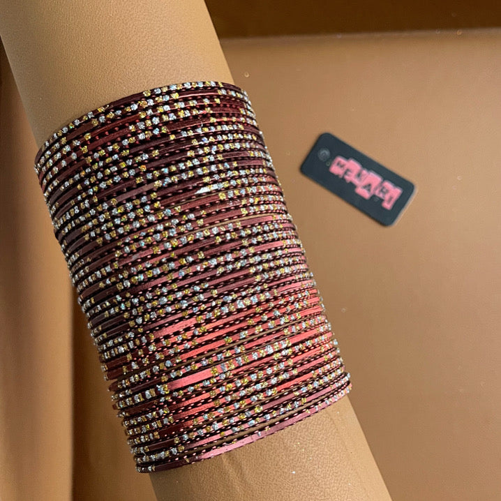 Glitter Metallic bangles in Maroon