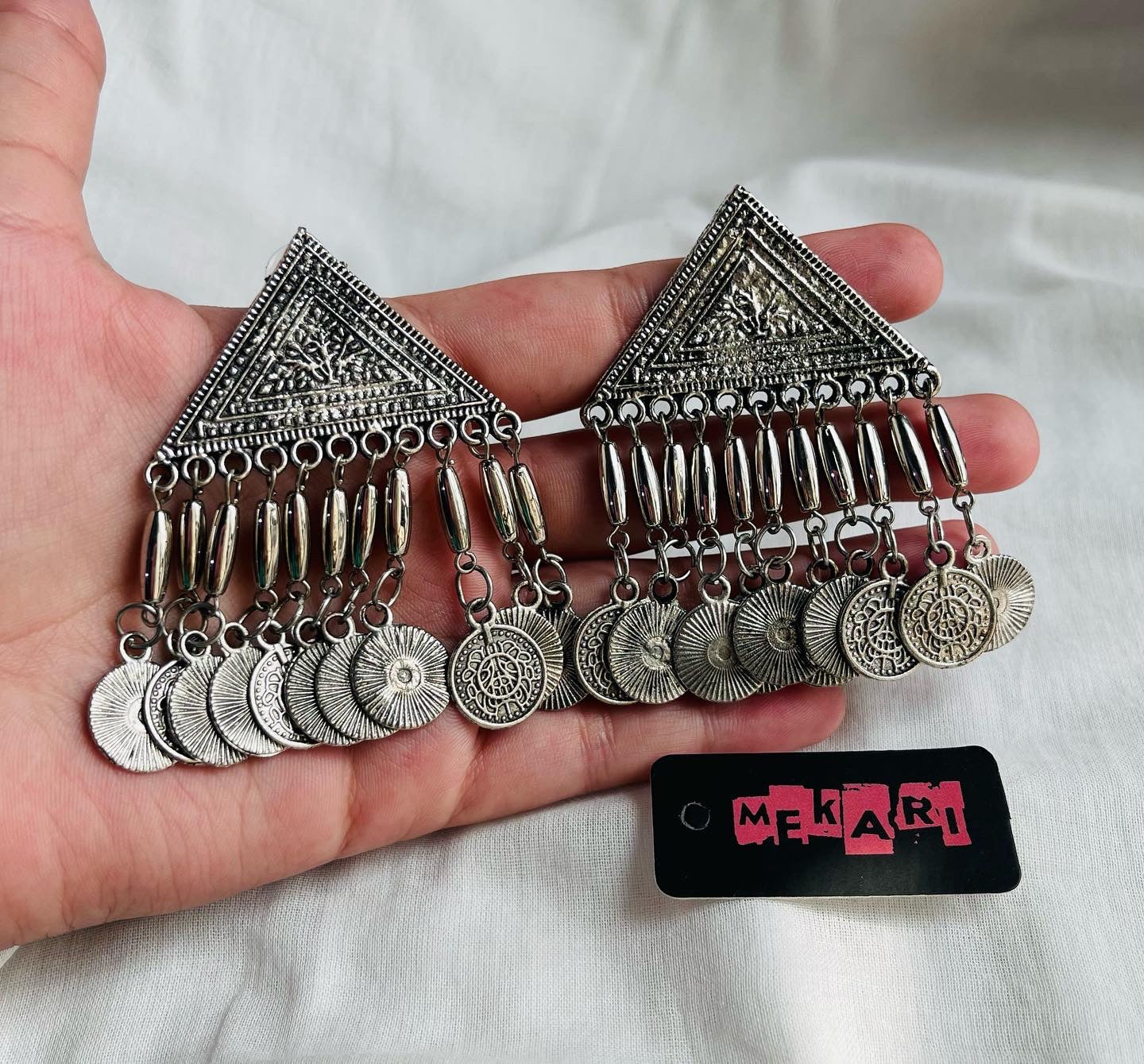 Triangle and Coin Earrings