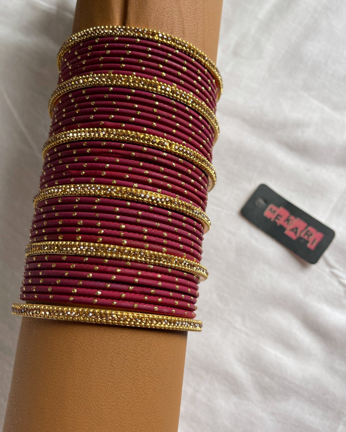 Sunehri Maroon Bangles