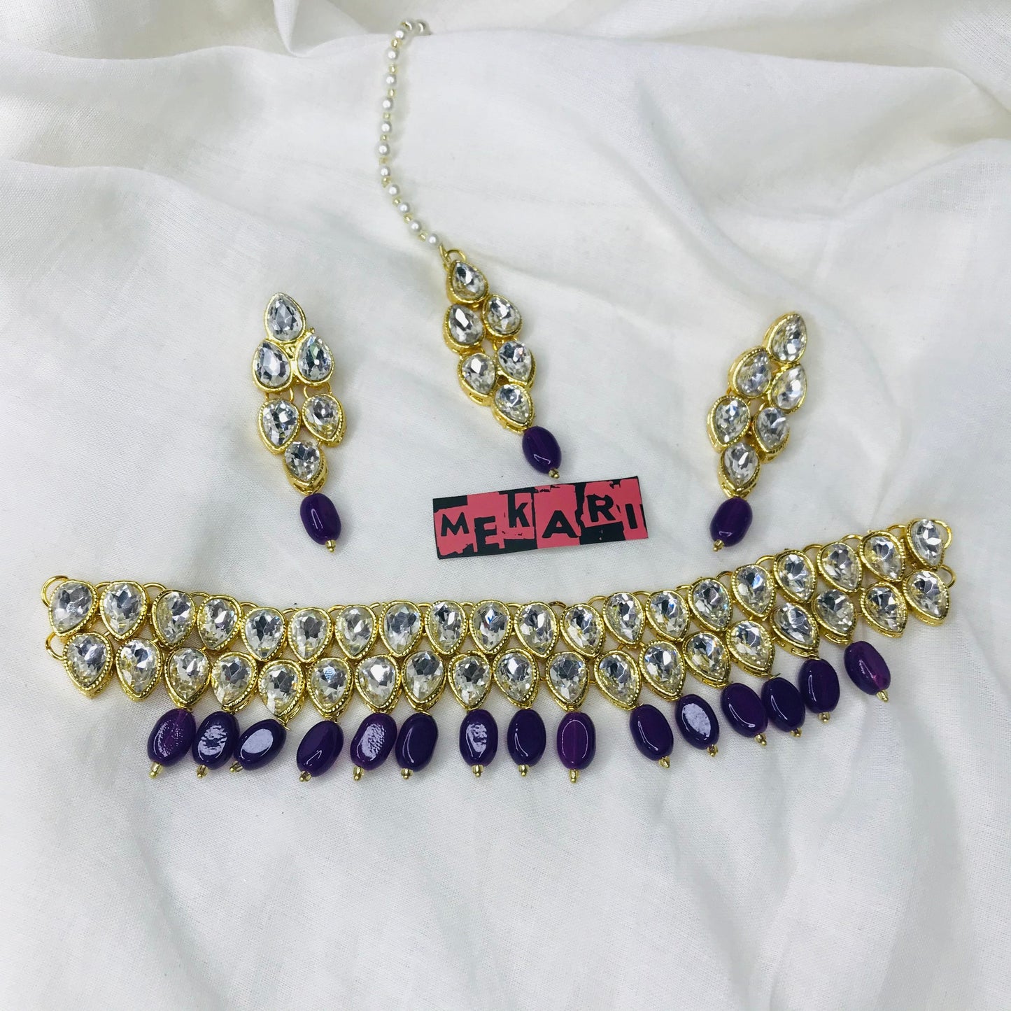 Double Layer Kundan Set ( Purple)