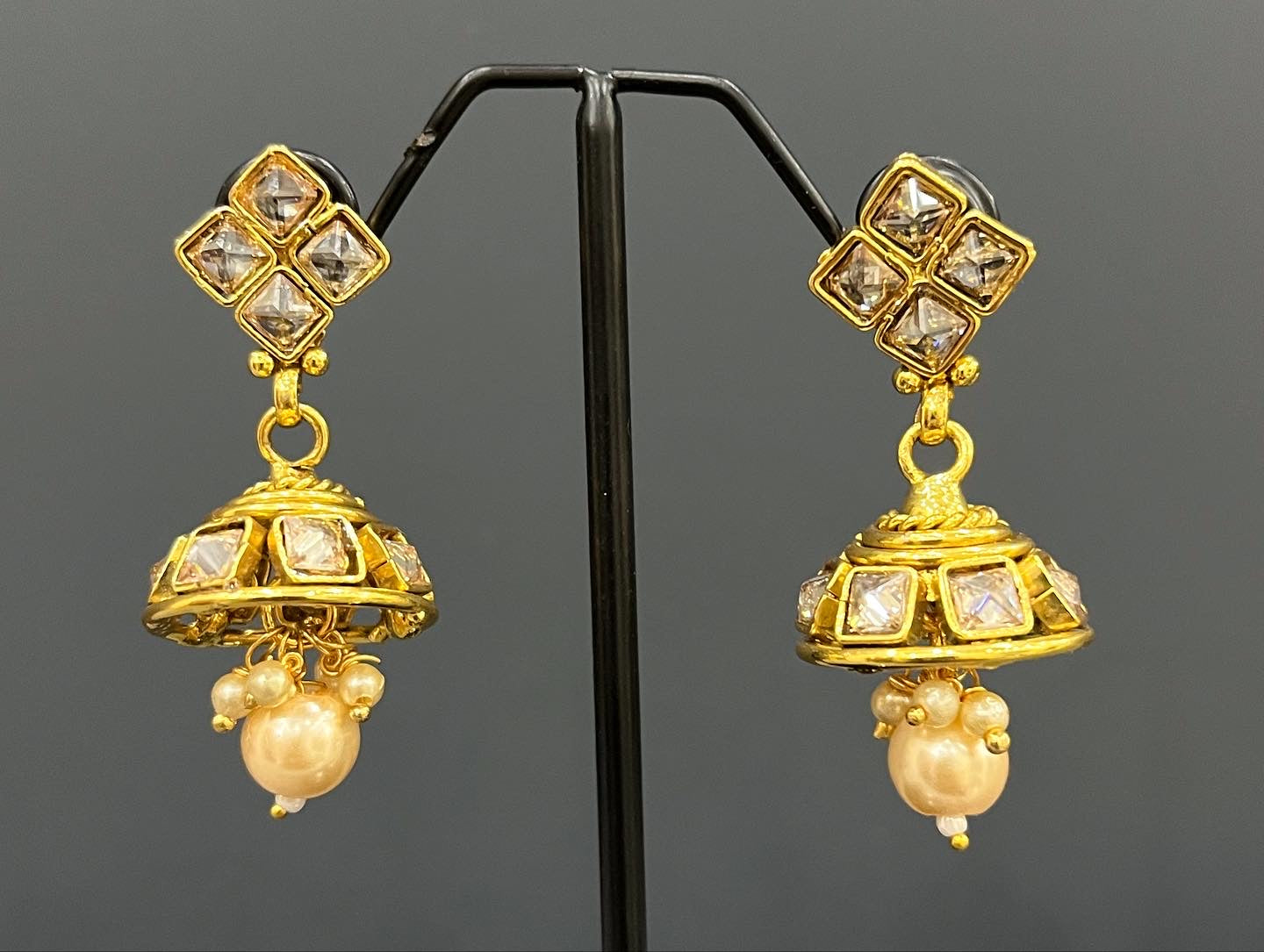 Rida Polki Kundan Set in Champagne