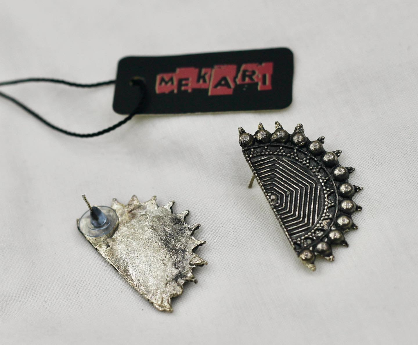 D shape Oxidized Earrings