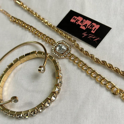 Golden Emerald Bangles Set