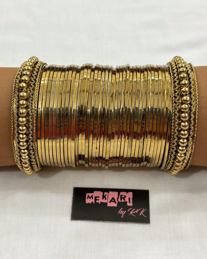 Metallic Golden Bangles Set