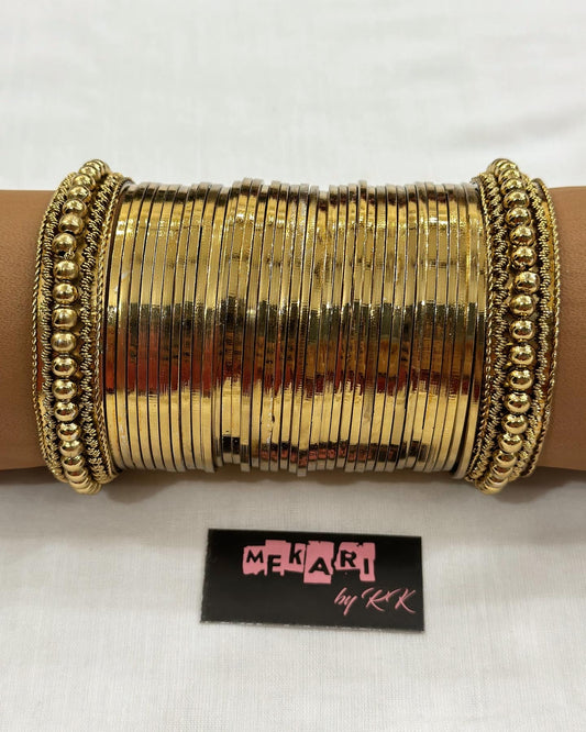 Metallic Golden Bangles Set