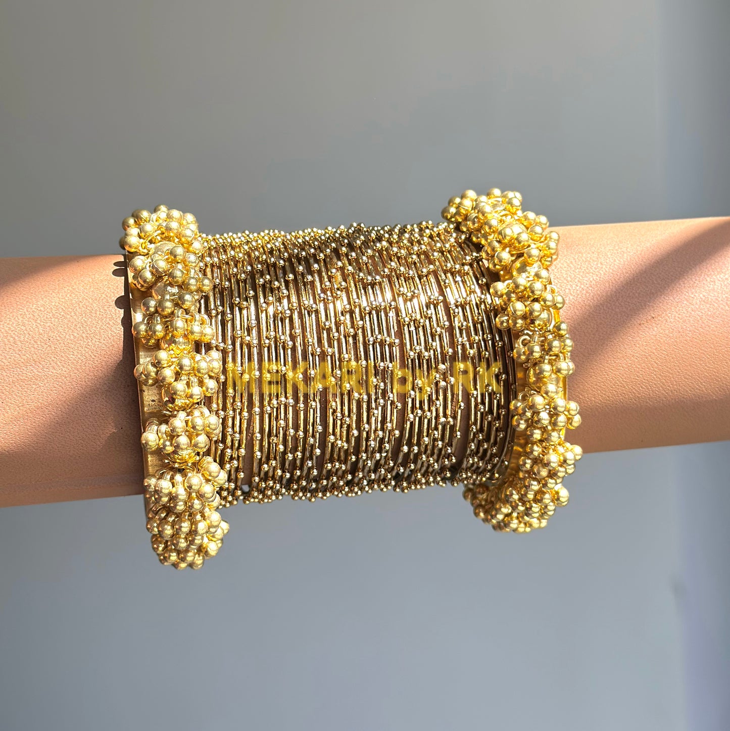 Golden Beaded Ball Bangles
