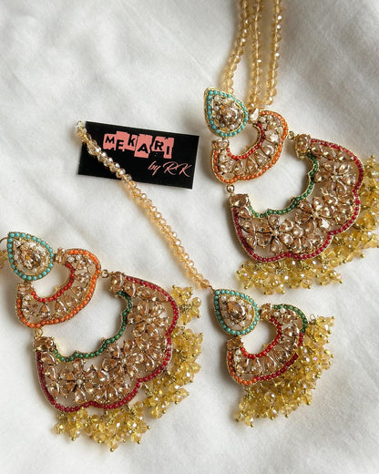 Rangrez Teeka Set in Champagne