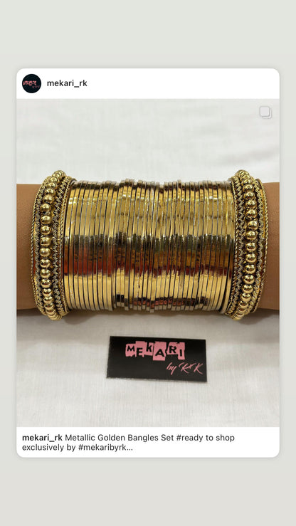 Metallic Golden Bangles Set