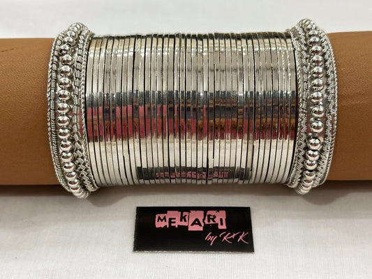 Metallic Silver Bangle Set