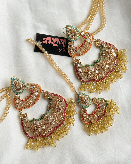 Rangrez Teeka Set in Champagne