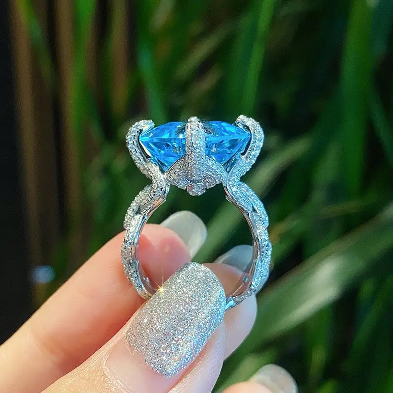 Aqua Sapphire Zirconia Ring