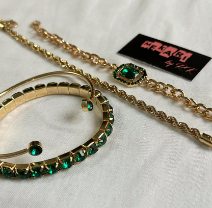Golden Emerald Bangles Set