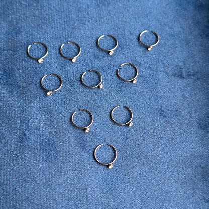 Silver Single Stone Nosering