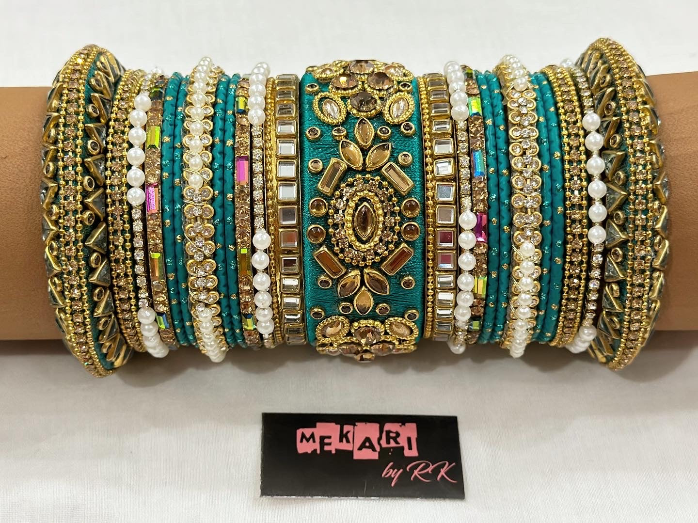 Teal Kundan Bangles Set