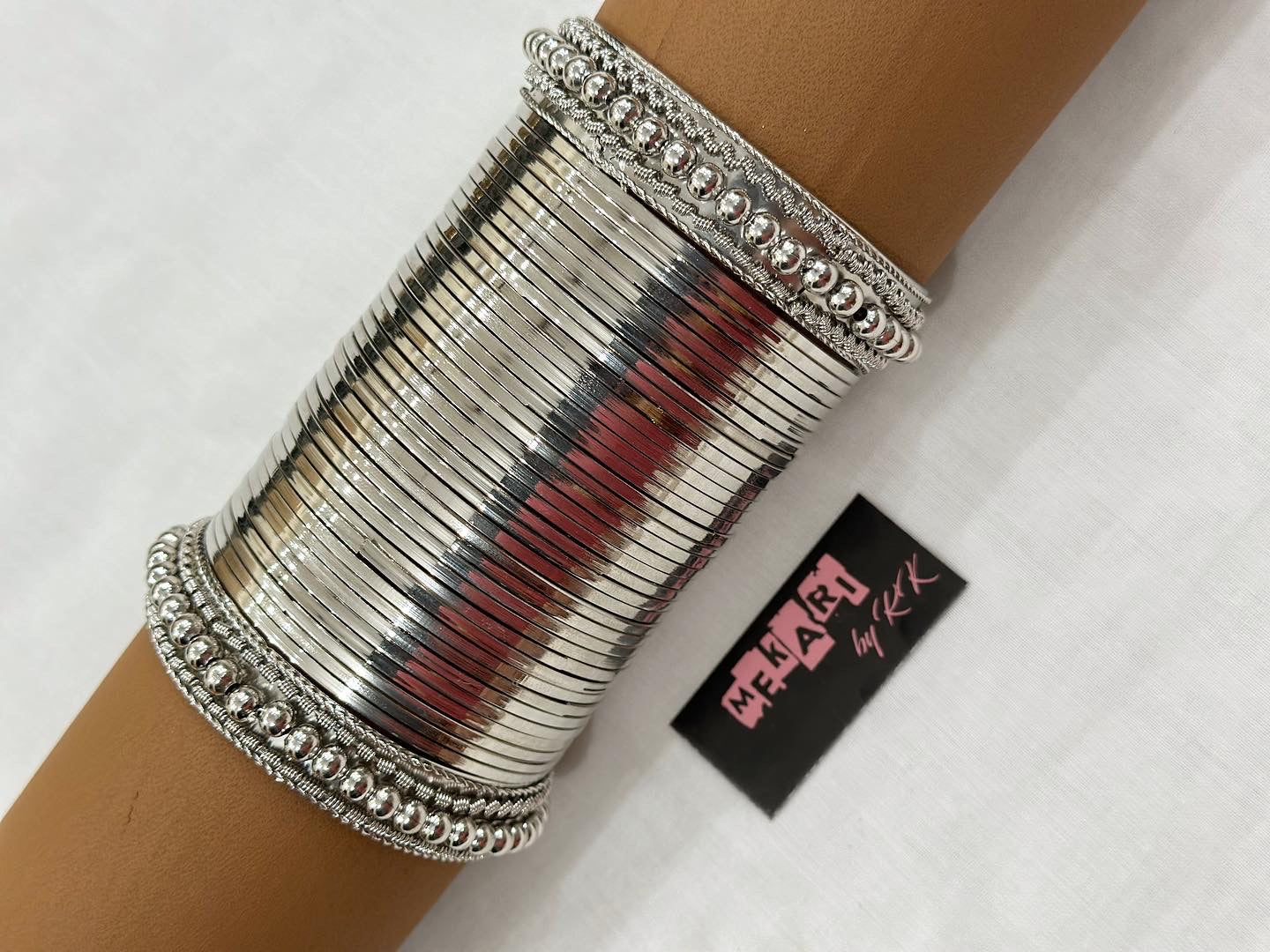 Metallic Silver Bangle Set