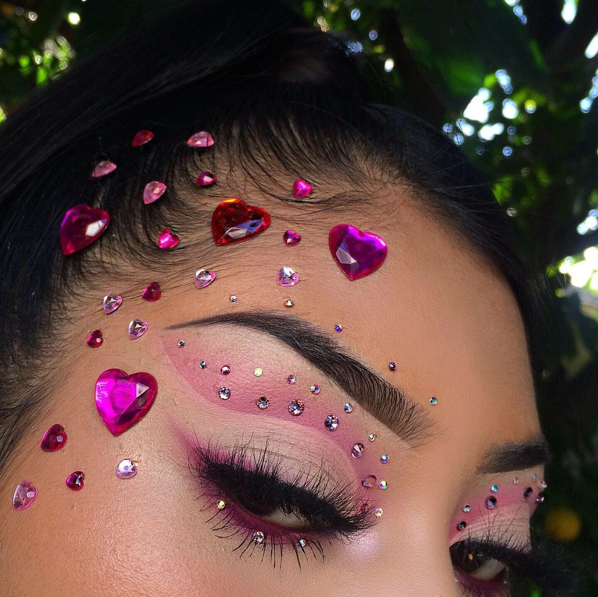 Pink Heart Stick on Rhinestone