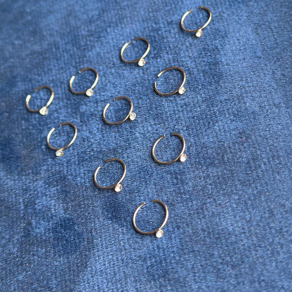 Silver Single Stone Nosering