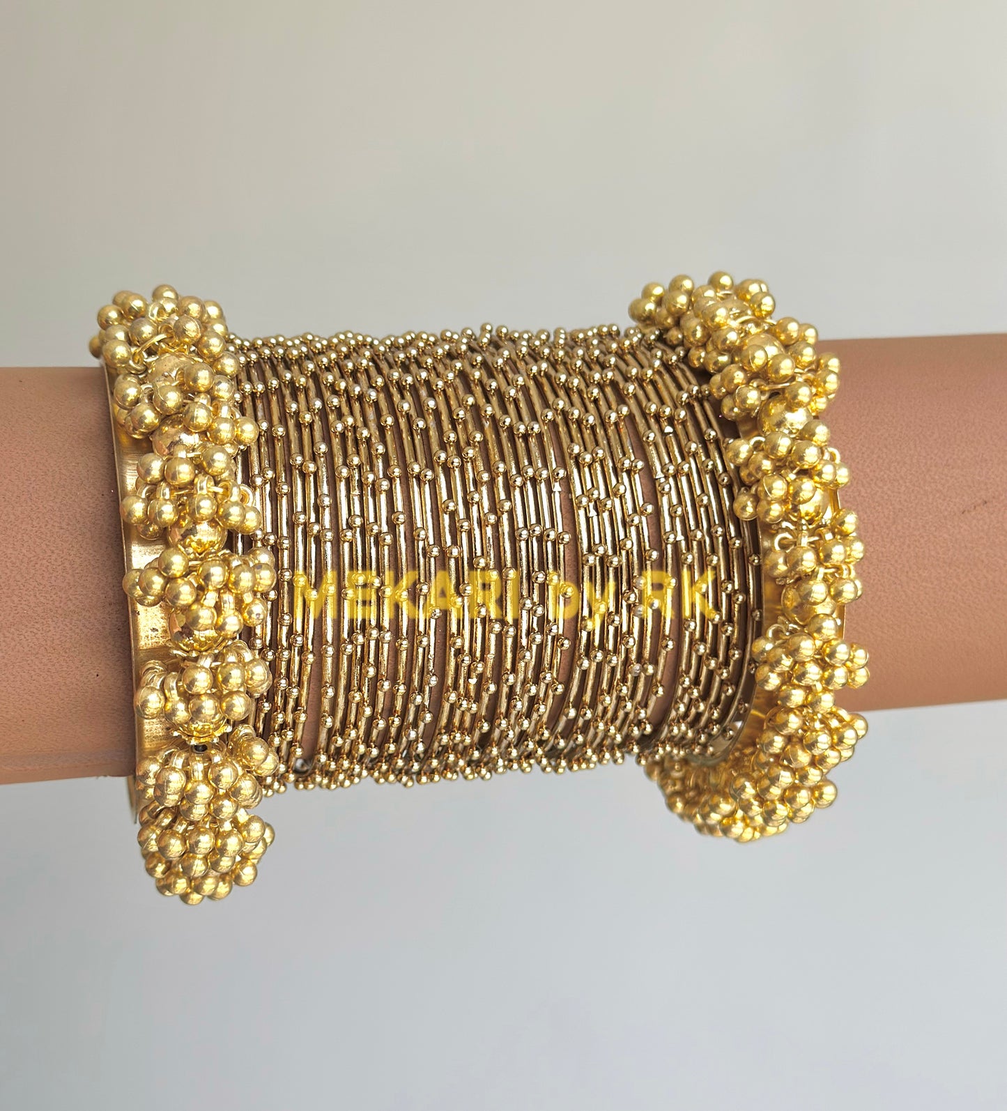 Golden Beaded Ball Bangles