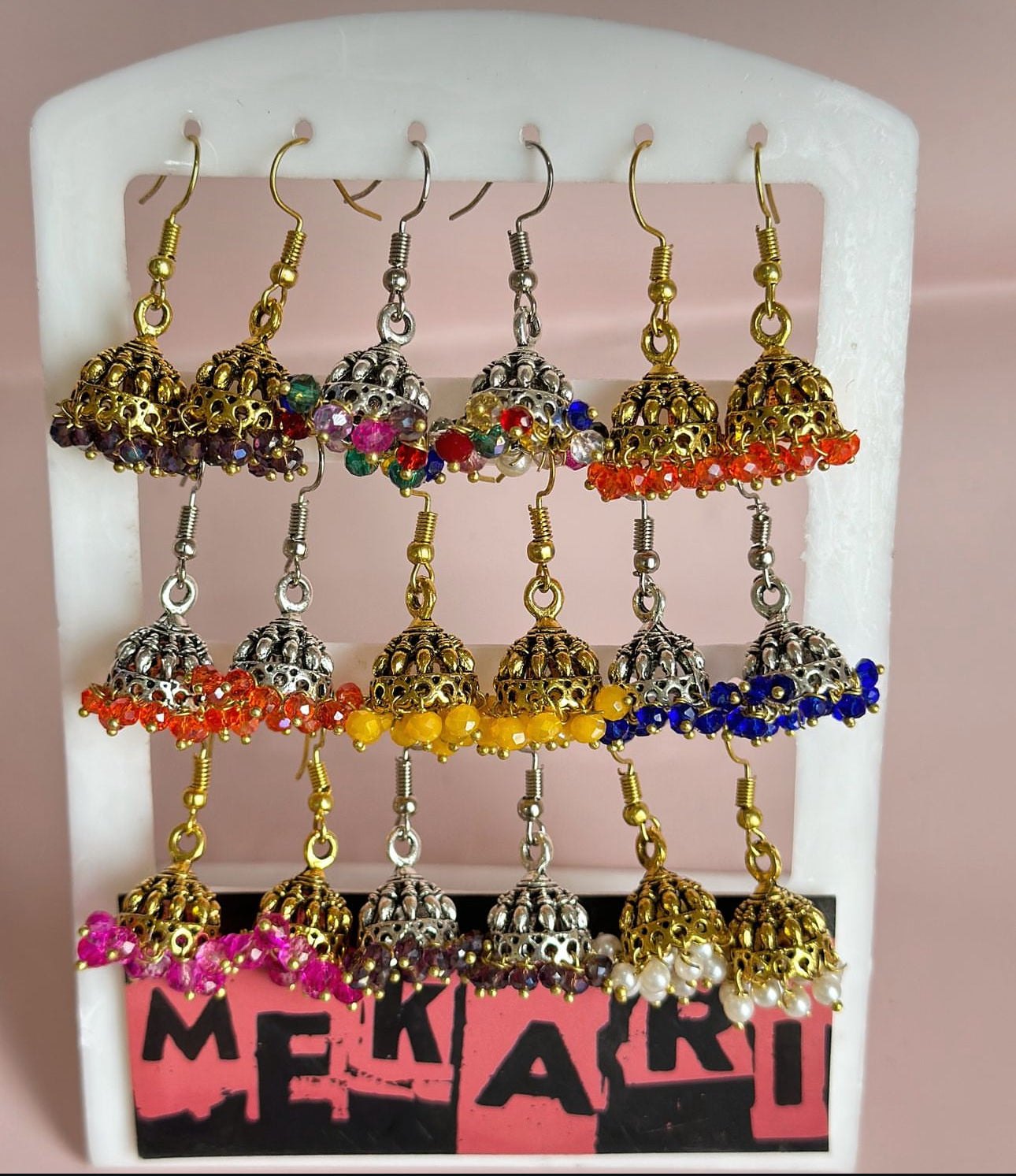 Pack of Three Oxidised Jhumki