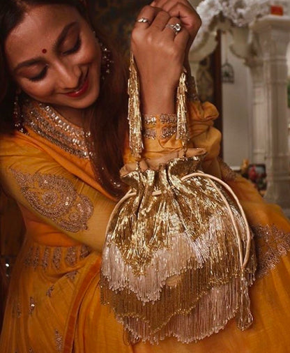 Golden Silver Potli Clutch