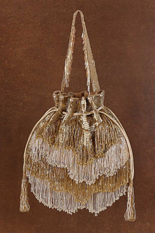 Golden Silver Potli Clutch