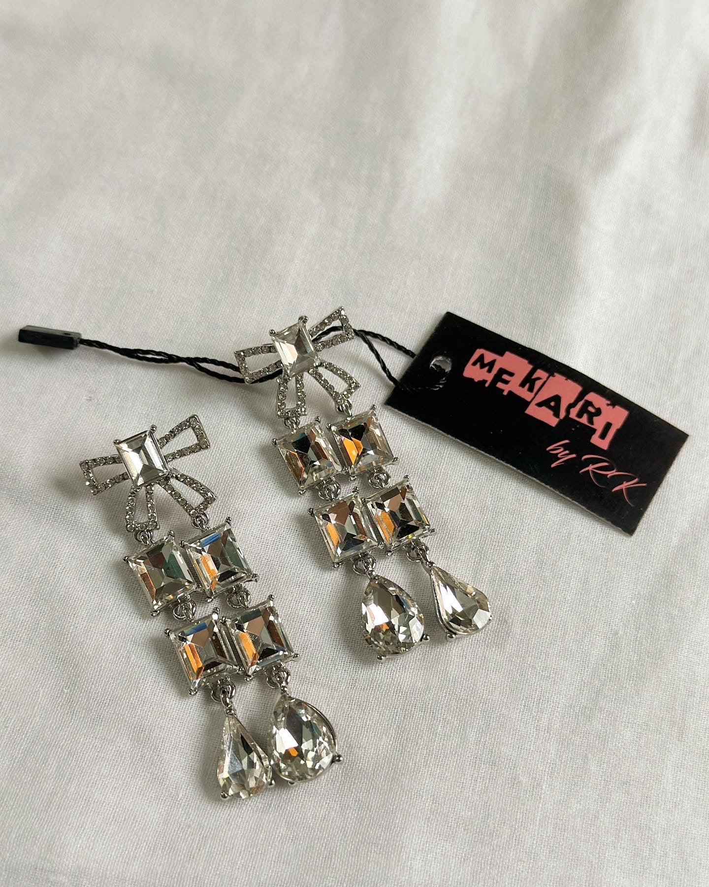 Bow Drop Crystal Earrings
