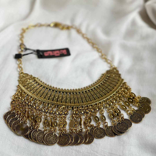 Golden Long Chain Coin Necklace