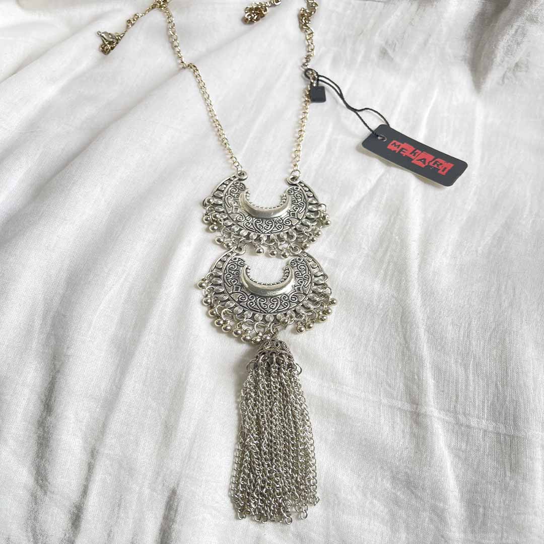 Oxidised Jhumki Necklace