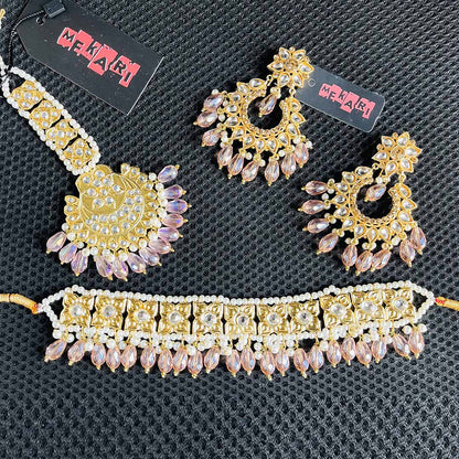 Ageless Golden Set With Pink Stones