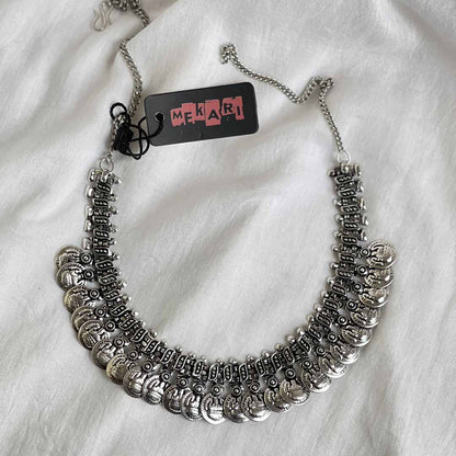 Oxidised Silver Coin Necklace