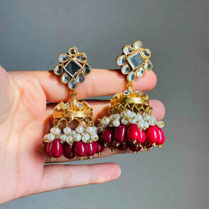 Digital Mehroon Kundan Set