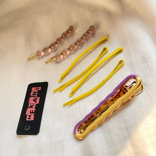 LAVENDER & YELLOW BARRETTES