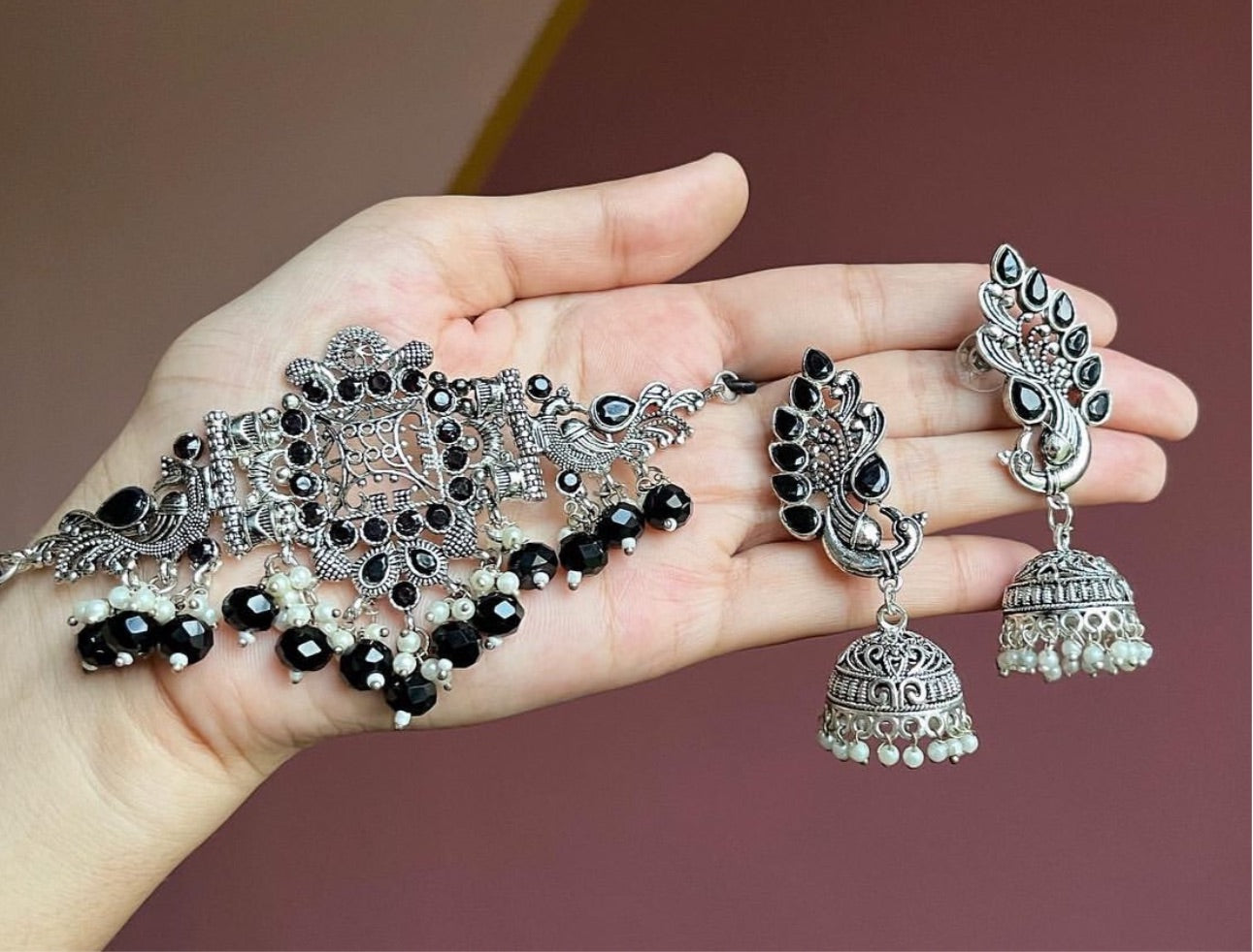 Peacock Jhumki Choker Set