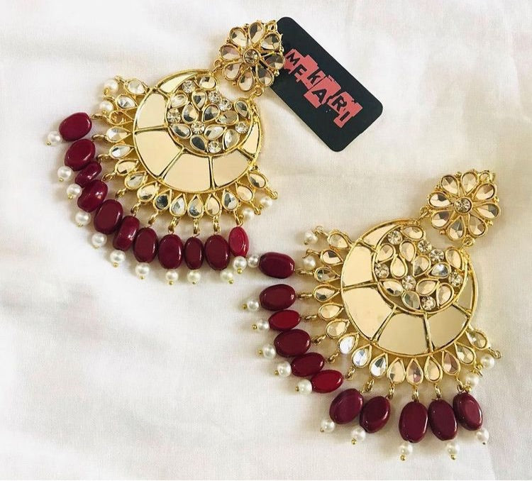 Mirror Phool Baali (Maroon)