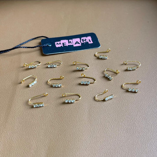 Tri Zircon Golden  Nosecuff