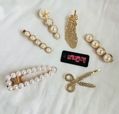 PACK OF 6 PEARL BARRETTES