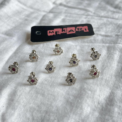 Silver phool zircon nosepin