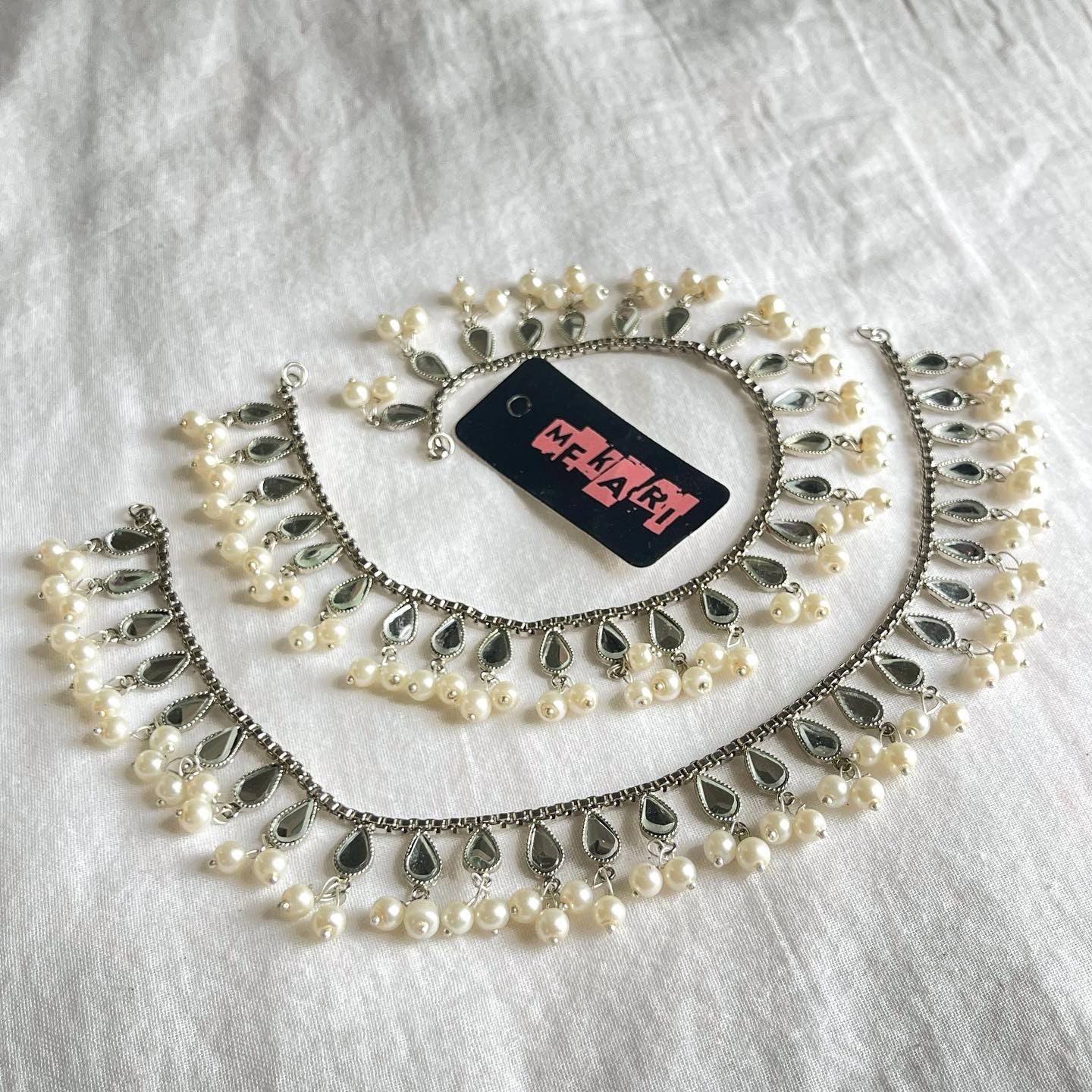Silver Polki Kundan Anklet