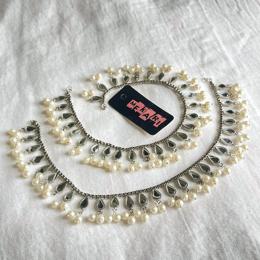 Silver Polki Kundan Anklet