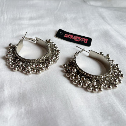 Oxidised Ghungru Hoops