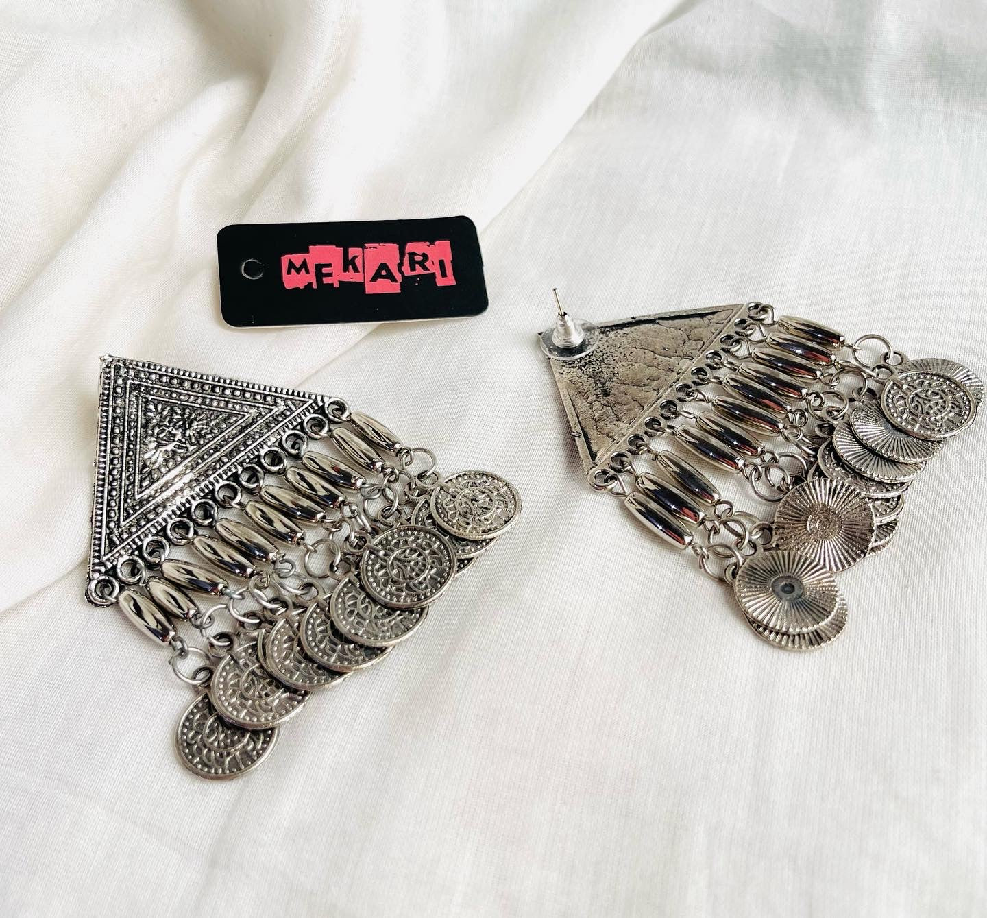 Triangle  and Coin Earrings