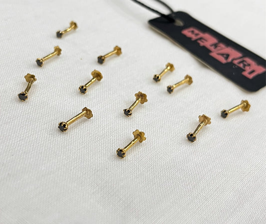 Black Stone Nosepin Pair