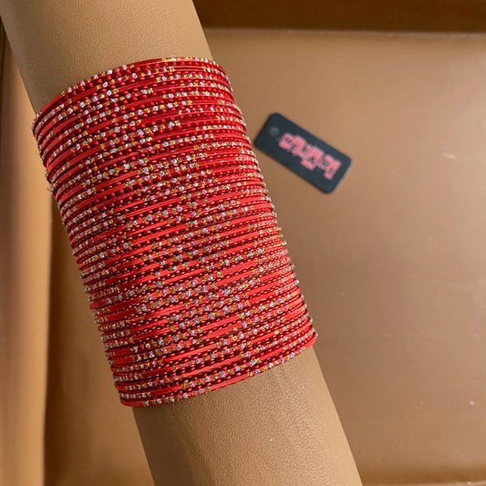 Metallic Glitter Bangles in Red