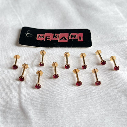 Coral Red Nosepin Pair