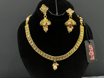 Rida Polki Kundan Set in Champagne